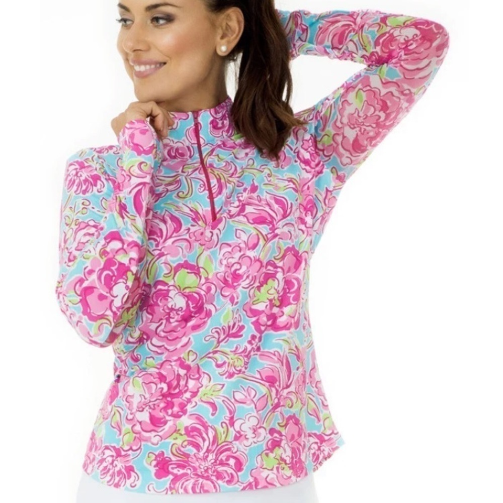 Icikuls‎ ~ Mock Neck Long Sleeve Cooling Sun Shirt -lHanna's Garden size L zip